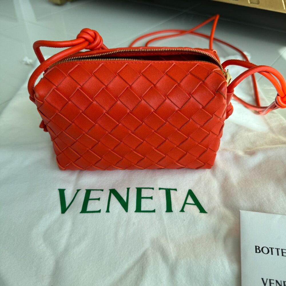 Bottega Veneta mini loop camera bag red orange